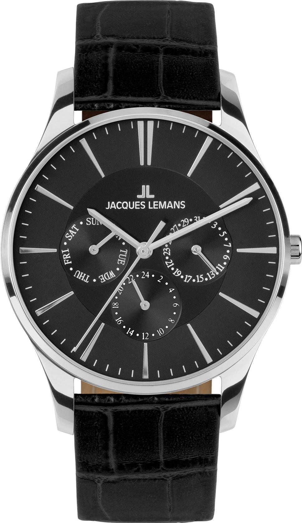 Jacques Lemans Black Leather Chronograph